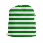 Horizontal Stripes - White and Green Drawstring Pouch (XXl)