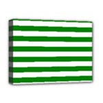 Horizontal Stripes - White and Green Deluxe Canvas 16  x 12  (Stretched)