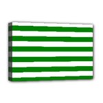 Horizontal Stripes - White and Green Deluxe Canvas 18  x 12  (Stretched)