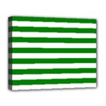 Horizontal Stripes - White and Green Deluxe Canvas 20  x 16  (Stretched)
