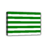 Horizontal Stripes - White and Green Mini Canvas 6  x 4  (Stretched)