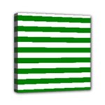 Horizontal Stripes - White and Green Mini Canvas 6  x 6  (Stretched)