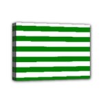 Horizontal Stripes - White and Green Mini Canvas 7  x 5  (Stretched)