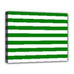 Horizontal Stripes - White and Green Canvas 14  x 11  (Stretched)