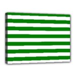 Horizontal Stripes - White and Green Canvas 16  x 12  (Stretched)