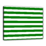 Horizontal Stripes - White and Green Canvas 20  x 16  (Stretched)