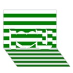 Horizontal Stripes - White and Green I Love You 3D Greeting Card (7x5)