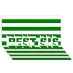 Horizontal Stripes - White and Green BEST SIS 3D Greeting Card (8x4)