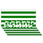 Horizontal Stripes - White and Green SORRY 3D Greeting Card (8x4)