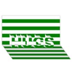 Horizontal Stripes - White and Green HUGS 3D Greeting Card (8x4)