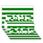 Horizontal Stripes - White and Green TAKE CARE 3D Greeting Card (7x5)