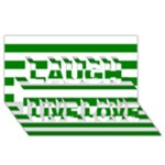 Horizontal Stripes - White and Green Laugh Live Love 3D Greeting Card (8x4)
