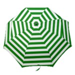 Horizontal Stripes - White and Green Folding Umbrella