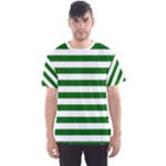 Horizontal Stripes - White and Dark Green Men s Sport Mesh Tee