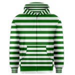 Horizontal Stripes - White and Dark Green Men s Zipper Hoodie