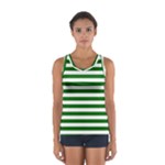 Horizontal Stripes - White and Dark Green Women s Sport Tank Top