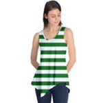 Horizontal Stripes - White and Dark Green Sleeveless Tunic