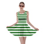 Horizontal Stripes - White and Dark Green Skater Dress