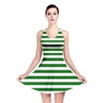Horizontal Stripes - White and Dark Green Reversible Skater Dress