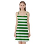 Horizontal Stripes - White and Dark Green Satin Night Slip