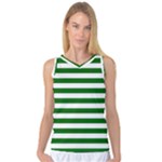 Horizontal Stripes - White and Dark Green Women s Basketball Tank Top
