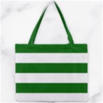 Horizontal Stripes - White and Dark Green Mini Tote Bag
