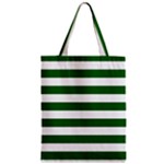 Horizontal Stripes - White and Dark Green Zipper Classic Tote Bag