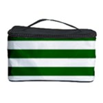 Horizontal Stripes - White and Dark Green Cosmetic Storage Case
