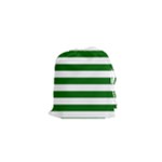 Horizontal Stripes - White and Dark Green Drawstring Pouch (XS)