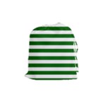 Horizontal Stripes - White and Dark Green Drawstring Pouch (M)