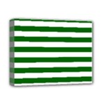 Horizontal Stripes - White and Dark Green Deluxe Canvas 14  x 11  (Stretched)