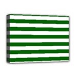 Horizontal Stripes - White and Dark Green Deluxe Canvas 16  x 12  (Stretched)