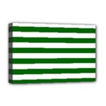 Horizontal Stripes - White and Dark Green Deluxe Canvas 18  x 12  (Stretched)