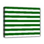 Horizontal Stripes - White and Dark Green Deluxe Canvas 20  x 16  (Stretched)