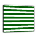 Horizontal Stripes - White and Dark Green Deluxe Canvas 24  x 20  (Stretched)