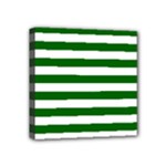 Horizontal Stripes - White and Dark Green Mini Canvas 4  x 4  (Stretched)