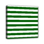 Horizontal Stripes - White and Dark Green Mini Canvas 6  x 6  (Stretched)