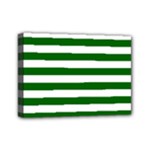 Horizontal Stripes - White and Dark Green Mini Canvas 7  x 5  (Stretched)