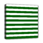 Horizontal Stripes - White and Dark Green Mini Canvas 8  x 8  (Stretched)