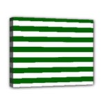 Horizontal Stripes - White and Dark Green Canvas 10  x 8  (Stretched)