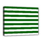 Horizontal Stripes - White and Dark Green Canvas 14  x 11  (Stretched)
