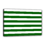Horizontal Stripes - White and Dark Green Canvas 18  x 12  (Stretched)