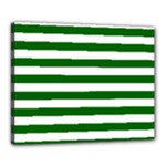 Horizontal Stripes - White and Dark Green Canvas 20  x 16  (Stretched)