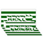 Horizontal Stripes - White and Dark Green Best Friends 3D Greeting Card (8x4)