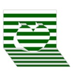 Horizontal Stripes - White and Dark Green Heart 3D Greeting Card (7x5)