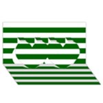 Horizontal Stripes - White and Dark Green Twin Hearts 3D Greeting Card (8x4)
