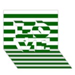 Horizontal Stripes - White and Dark Green LOVE 3D Greeting Card (7x5)