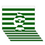 Horizontal Stripes - White and Dark Green Ribbon 3D Greeting Card (7x5)
