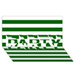 Horizontal Stripes - White and Dark Green PARTY 3D Greeting Card (8x4)