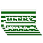 Horizontal Stripes - White and Dark Green Merry Xmas 3D Greeting Card (8x4)